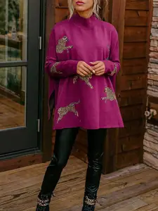 StyleCast x Revolte Women Printed Mock Collar Pullover Sweaters