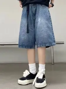 StyleCast Men Blue Mid-Rise Cotton Denim Shorts