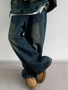 StyleCast x Revolte Men Wide Leg Medium Fade Jeans