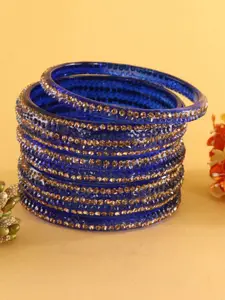 LAVAZZA Set Of 6 Fancy Glass Crystals Studded Bangles