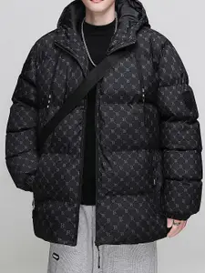 StyleCast x Revolte Men Printed Hooded Puffer Jacket
