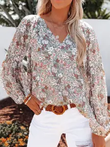 StyleCast Women Collarless Floral Printed Casual Shirt