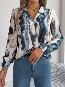 StyleCast Blue Abstract Printed Casual Shirt