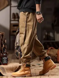 StyleCast x Revolte Men Solid Cargos Trousers