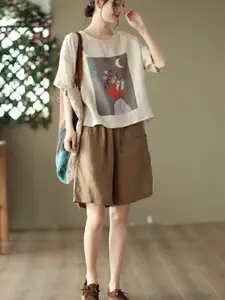 StyleCast Women Graphic Printed Round Neck Cotton Top