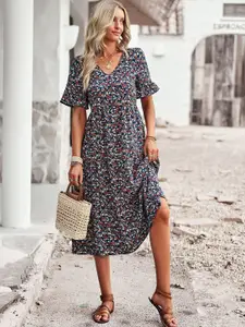 StyleCast Floral Printed Fit & Flare Midi Dress