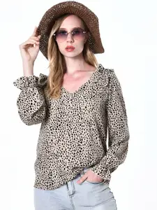 StyleCast Women Animal Printed Puff Sleeves Top