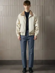 StyleCast x Revolte Men Spread Collar Solid Casual Bomber Jacket