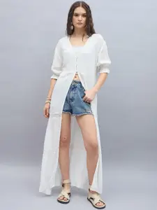 StyleStone V-Neck High Slit Open Front Longline Shrug