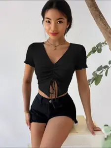 StyleCast Women Short Sleeves Crop Top