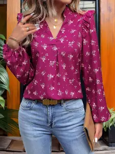 StyleCast x Revolte Women Floral Printed V-Neck Top