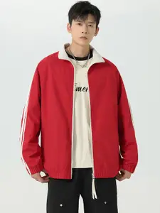 StyleCast x Revolte Men Mock Collar Striped Casual Windcheater Jacket