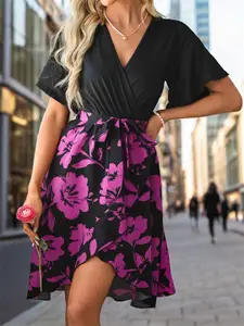 StyleCast women Floral Printed V-Neck Wrap Dress