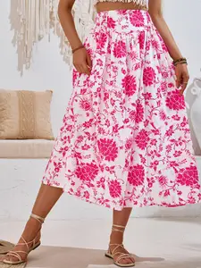 StyleCast Printed Straight Midi Skirt
