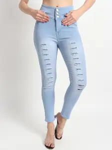 TYFFYN Women Slim Fit Mid-Rise Mildly Distressed Heavy Fade Stretchable Jeans