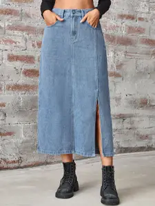 StyleCast Denim A-Line Midi Skirt