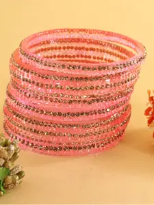 LAVAZZA Set Of 6 Fancy Glass Crystals Studded Bangles