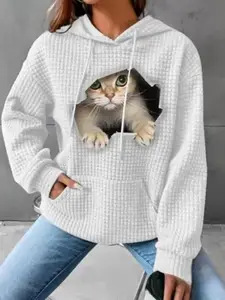 StyleCast Women Printed Hooded Sweatshirt