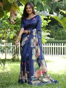 Anouk Women Floral Printed Silk Blend Tussar Saree