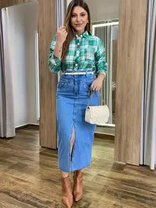 StyleCast x Revolte Women Cutaway Collar Tartan Checked Casual Shirt