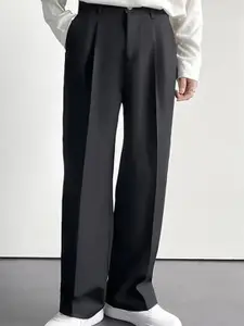 StyleCast x Revolte Men Pleated Mid-Rise Regular Fit Trousers