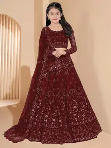 BAESD Girls Embellished Semi-Stitched Lehenga & Unstitched Blouse With Dupatta