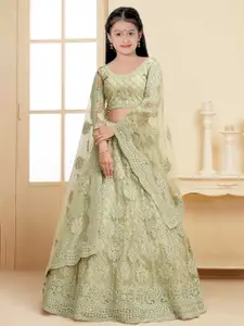 BAESD Girls Embroidered Semi-Stitched Lehenga & Unstitched Blouse With Dupatta
