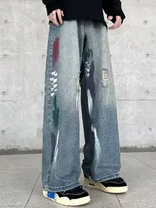 StyleCast x Revolte Men Medium Shade Wide Leg Jeans