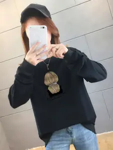 StyleCast x Revolte Graphic Printed Cotton Longline Sweatshirt