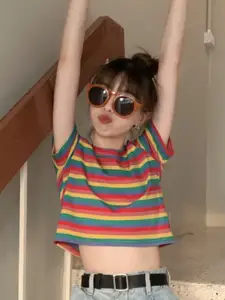 StyleCast Striped Crop Top