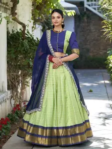 LOOKNBOOK ART Checked Woven Design Ready to Wear Lehenga & Choli With Dupatta