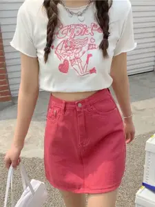 StyleCast Pure Cotton A-Line Mini Skirts