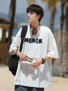 StyleCast Men Typography Printed Round Neck Pure Cotton Oversized T-shirt