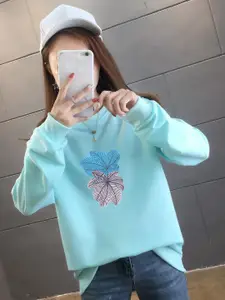 StyleCast x Revolte Floral Printed Cotton Longline Sweatshirt