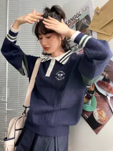 StyleCast Women Woollen Shirt Collar Sweater