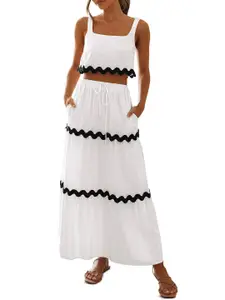 StyleCast White Square Neck Crop Top with Skirt