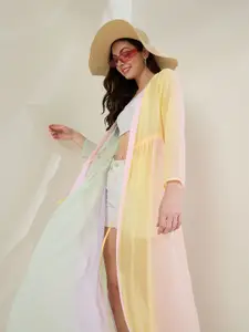 StyleStone Colourblocked Longline Tie-Up Shrug