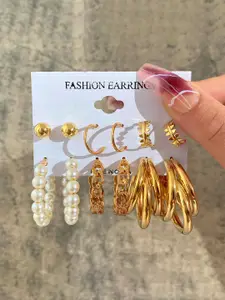 Celestique Set Of 6 Circular Shaped Korean Studs