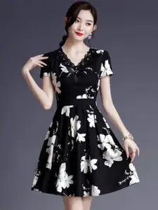 StyleCast Women Floral Print Fit & Flare Mini Dress