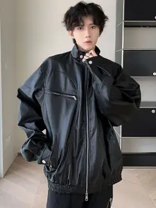 StyleCast x Revolte Men Lightweight Oversized Leather Jacket