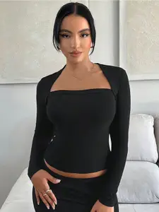 StyleCast Women Square Neck Fitted Crop Top