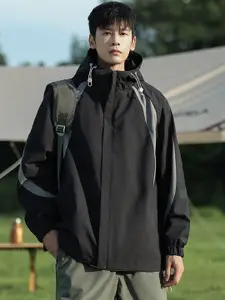 StyleCast x Revolte Men Hooded Colourblocked Casual Windcheater Jacket