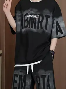 StyleCast Printed Round Neck Short Sleeves T-Shirt With Shorts