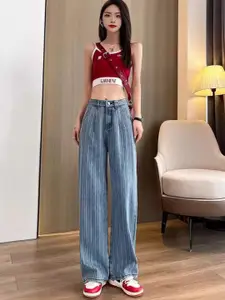 StyleCast Women Straight Fit High-Rise with Side Stripe Jeans