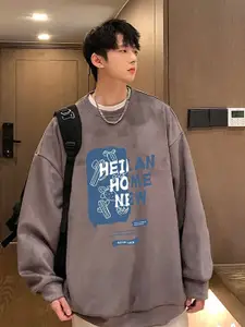 StyleCast x Revolte Men Typography Printed Round Neck Pullover Sweatshirt