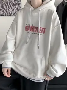 StyleCast x Revolte Men Typography Printed Hooded Sweatshirt