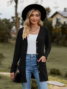 StyleCast x Revolte Women Striped Longline Cardigan Sweaters