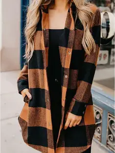 StyleCast Women Spread Collar Tartan Checked Casual Shirt