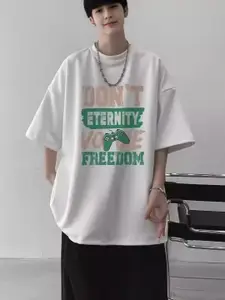 StyleCast Men Typography Printed Round Neck Oversized T-shirt