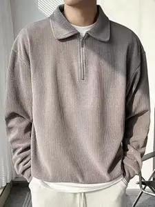 StyleCast x Revolte Men Solid Shirt Collar Pullover Sweatshirt